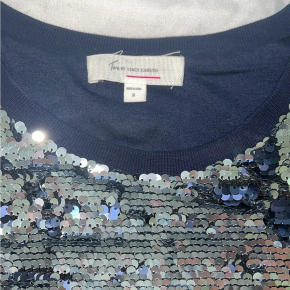 Blue and silver color changing Two by Vince Cumato Sequin Top - Picture 3 of 3